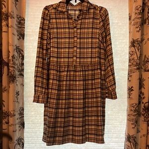 Loft Plaid Long Sleeve Dress